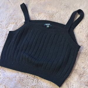 Wild Fable Black Ribbed Sleeveless Crop Tank